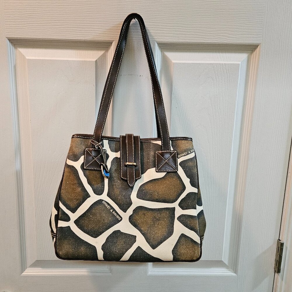 Dooney & Bourke Vintage Giraffe Print Canvas & Leather Shoulder Bag
